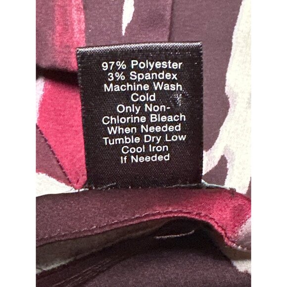 Ann Taylor Petite 4P Maroon Cream Abstract Cap Sleeve Blouse Polished Career - Picture 10 of 13